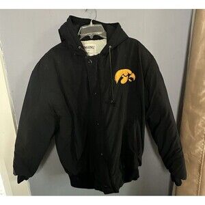 Delong University of Iowa Hawkeyes Black Varsity Coat Men’s Vintage USA Medium